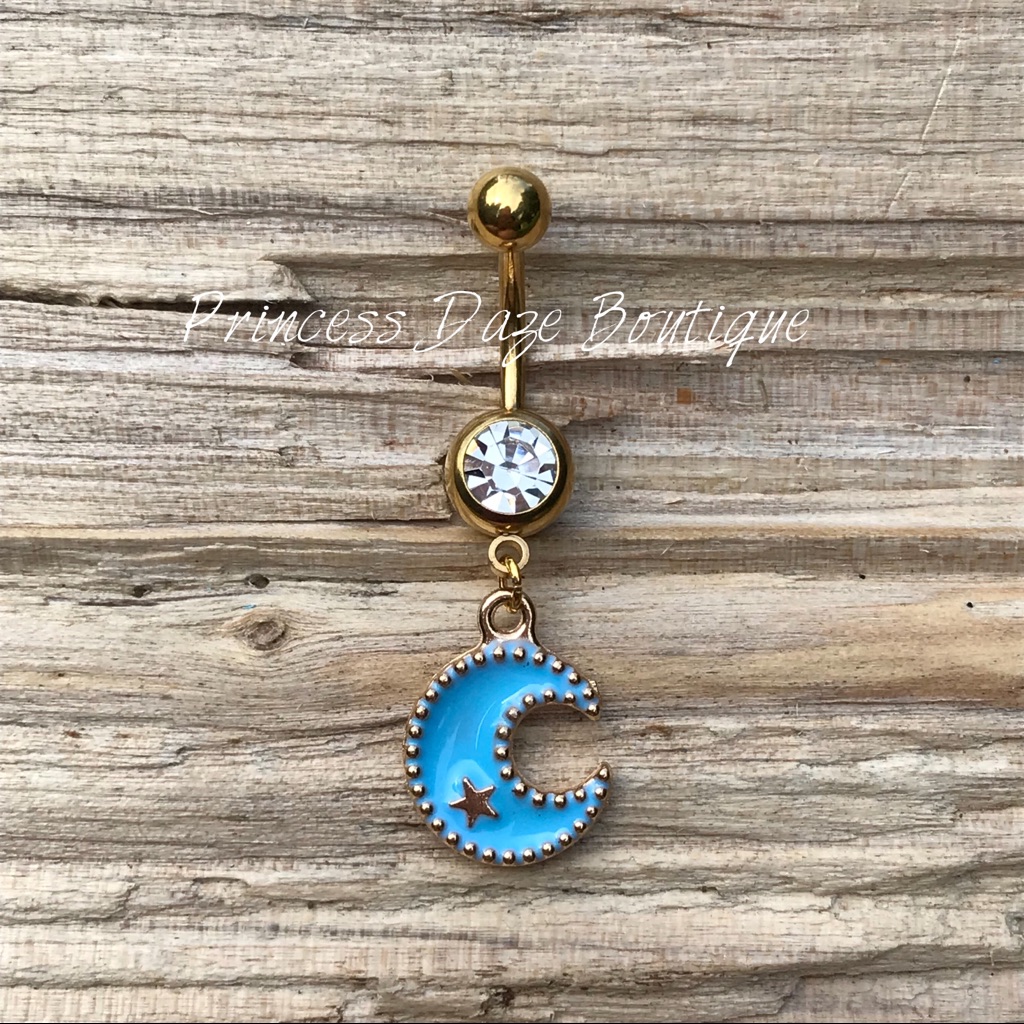 Gold Moon Belly Button Ring